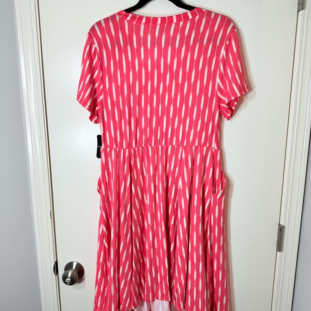 Torrid Super Soft Pink & White Drape Front Midi Dress Size M - Picture 6 of 11